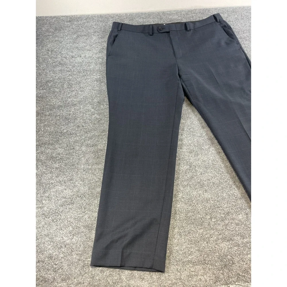 Lauren Ralph Lauren 100% Wool Dress Pants 42x30 Gray Natural Stretch Flat Front
